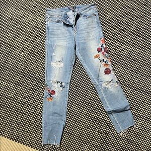 Abercrombie & Fitch Light Blue Embroidered Skinny Jeans